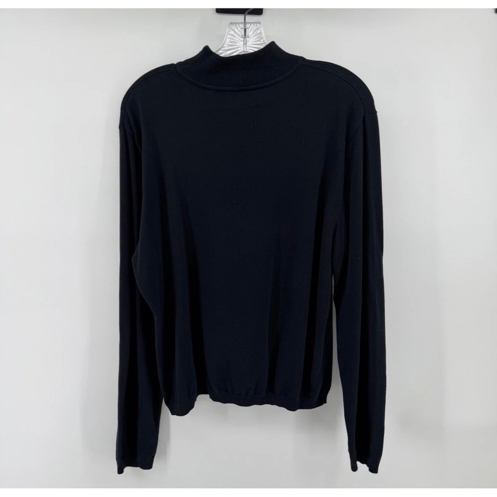 Pendleton Womens Black 100% Cotton Mock Neck Long Sleeve Knit Sweater Size Large